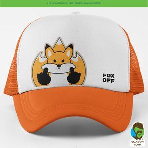 Fox Flipping Off Peeker Foam Trucker Snapback Cap 2-COLOR ORANGE WHITE